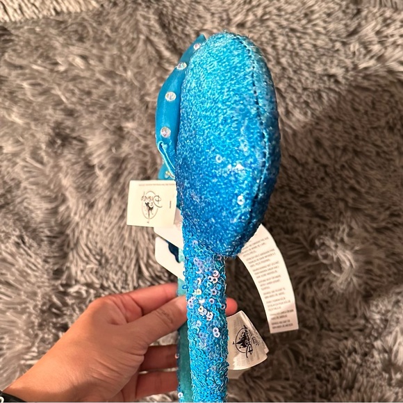 Disney Mickey Minnie Ears Aqua Blue Rhinestone Studded Satin Bow - Picture 5 of 6